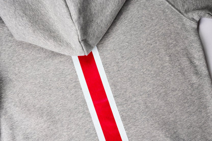 HOODIE MOON GREY // Racing-Stripes Red