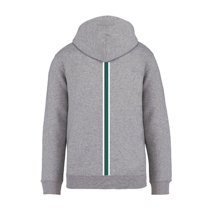 HOODIE MOON GREY // Racing-Stripes Green